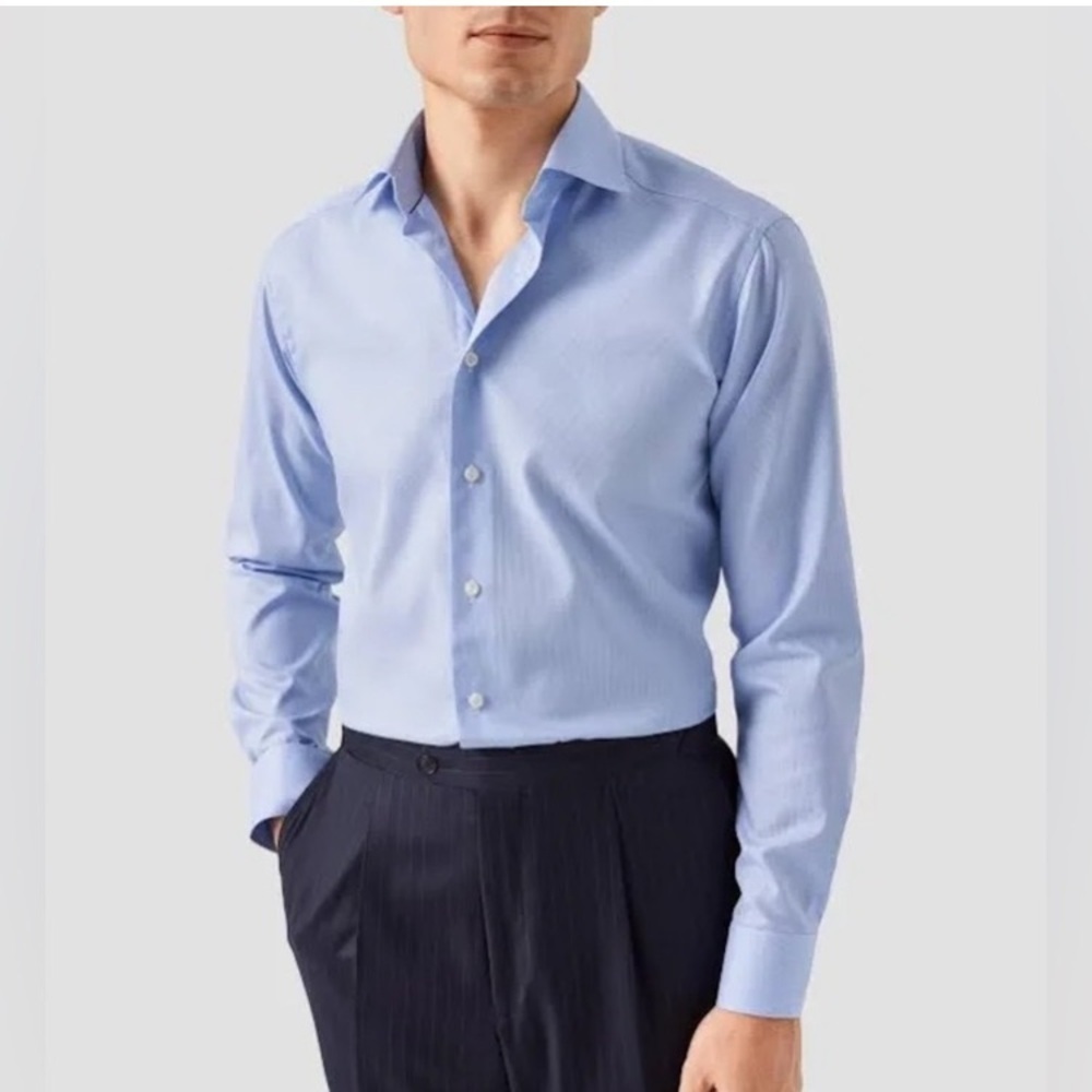 Eton Classic‎ solid Blue Dress Shirt size 17 / 43 elegant office career